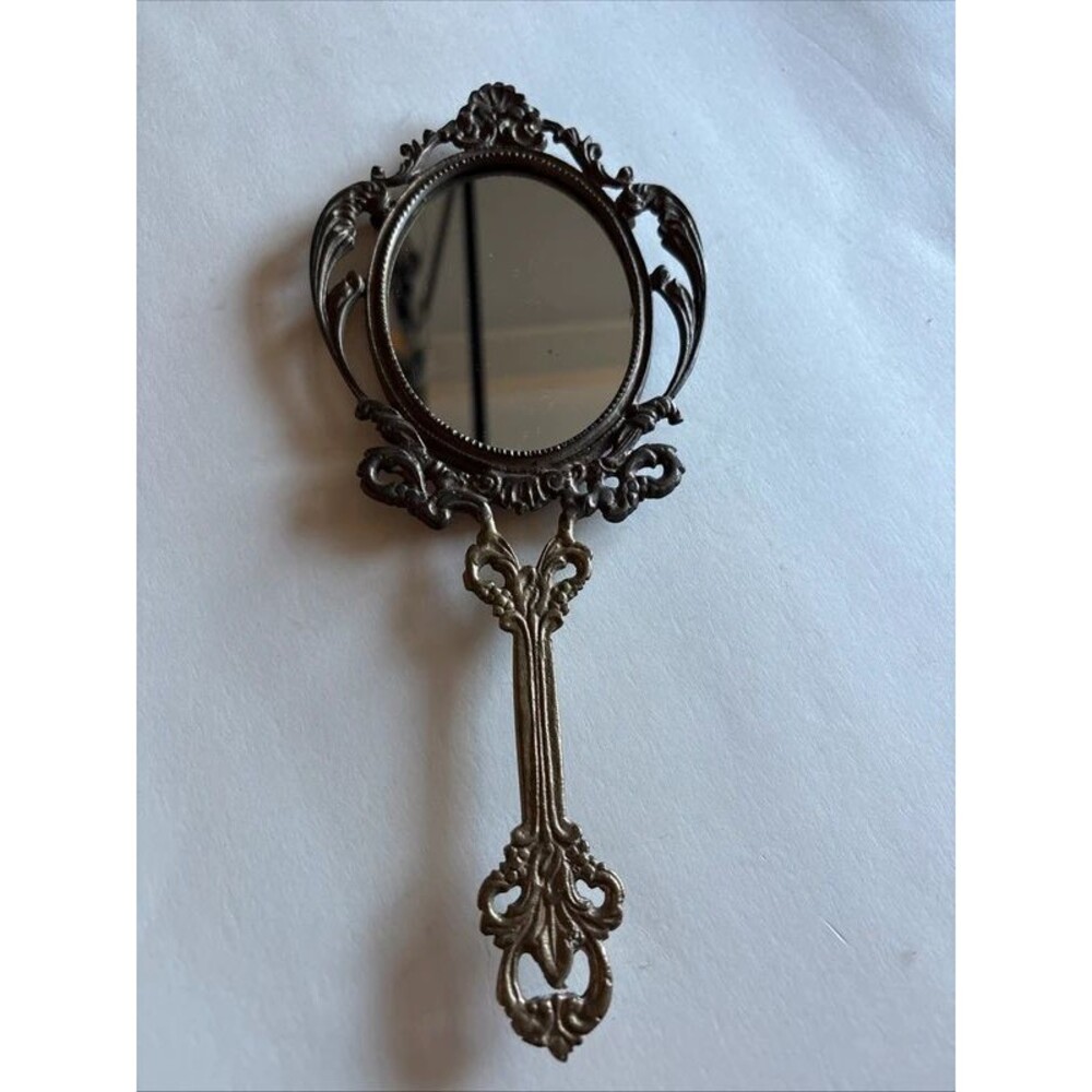 VTG Brass Antique Hand Mirror